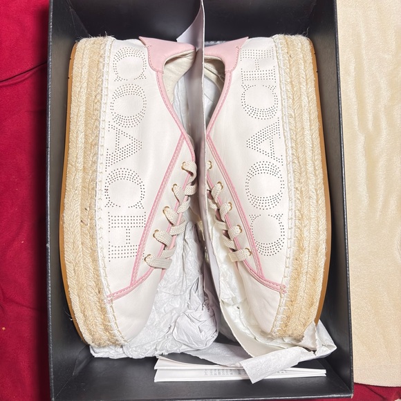 Coach Shoes - Coach Women's Pink and White Espadrilles NEW